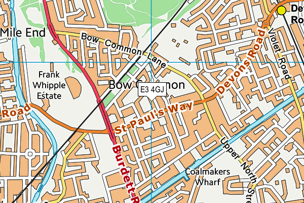 E3 4GJ map - OS VectorMap District (Ordnance Survey)