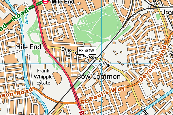 E3 4GW map - OS VectorMap District (Ordnance Survey)
