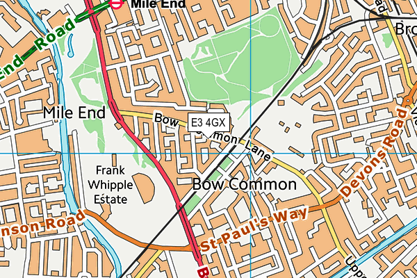 E3 4GX map - OS VectorMap District (Ordnance Survey)