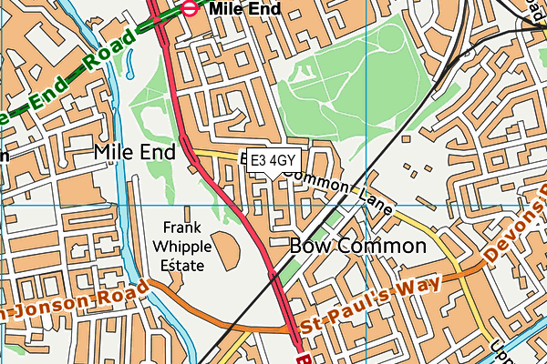 E3 4GY map - OS VectorMap District (Ordnance Survey)