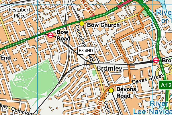 E3 4HD map - OS VectorMap District (Ordnance Survey)