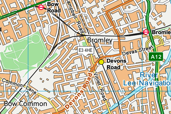 E3 4HE map - OS VectorMap District (Ordnance Survey)