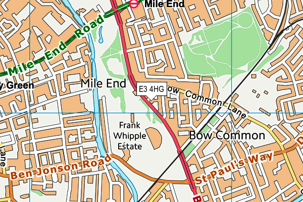 E3 4HG map - OS VectorMap District (Ordnance Survey)