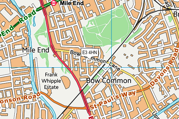 E3 4HN map - OS VectorMap District (Ordnance Survey)