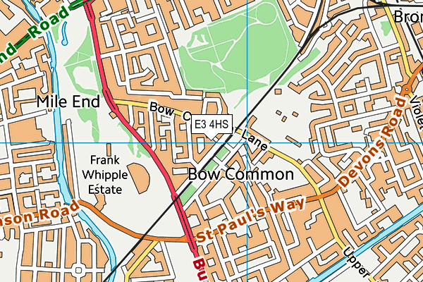 E3 4HS map - OS VectorMap District (Ordnance Survey)