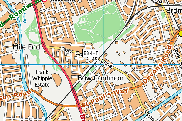 E3 4HT map - OS VectorMap District (Ordnance Survey)