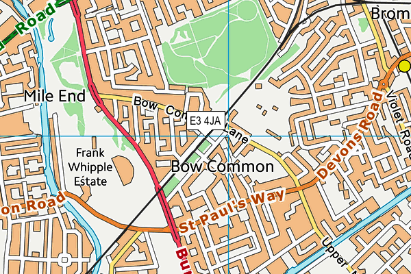 E3 4JA map - OS VectorMap District (Ordnance Survey)