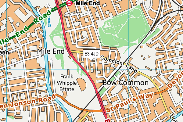 E3 4JD map - OS VectorMap District (Ordnance Survey)