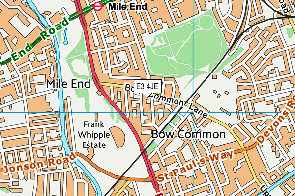 E3 4JE map - OS VectorMap District (Ordnance Survey)