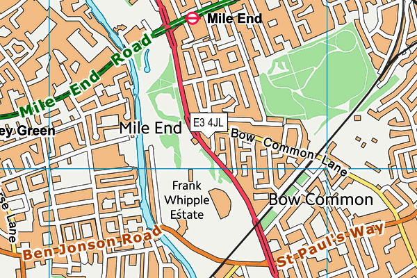 E3 4JL map - OS VectorMap District (Ordnance Survey)