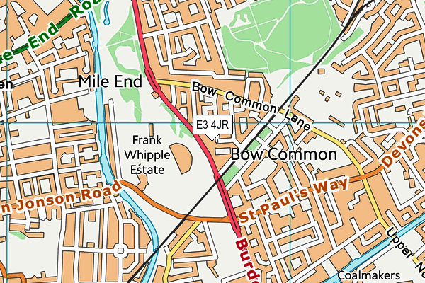 E3 4JR map - OS VectorMap District (Ordnance Survey)