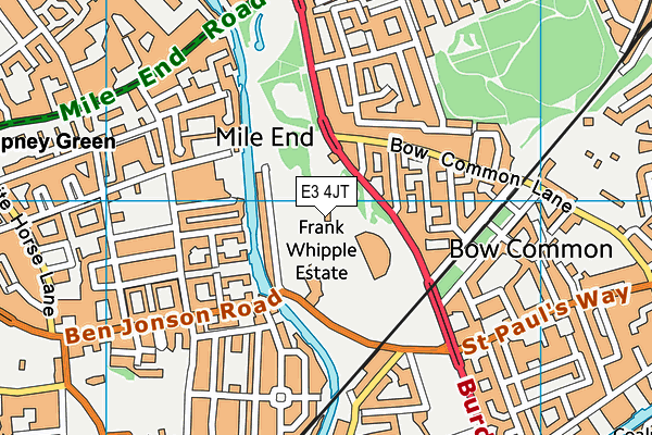 E3 4JT map - OS VectorMap District (Ordnance Survey)