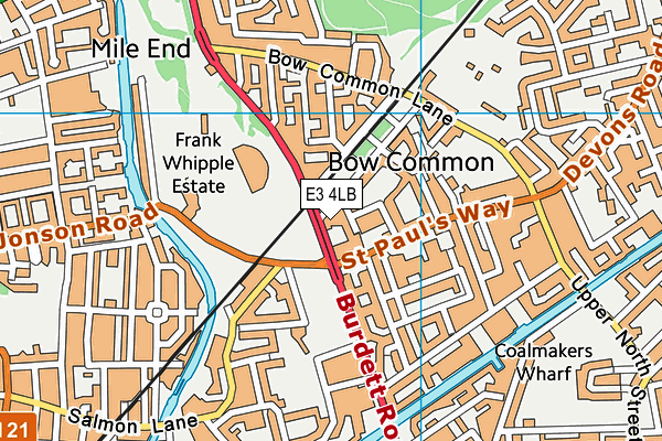 E3 4LB map - OS VectorMap District (Ordnance Survey)