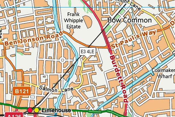 E3 4LE map - OS VectorMap District (Ordnance Survey)