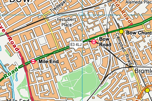 E3 4LJ map - OS VectorMap District (Ordnance Survey)