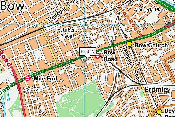 E3 4LN map - OS VectorMap District (Ordnance Survey)