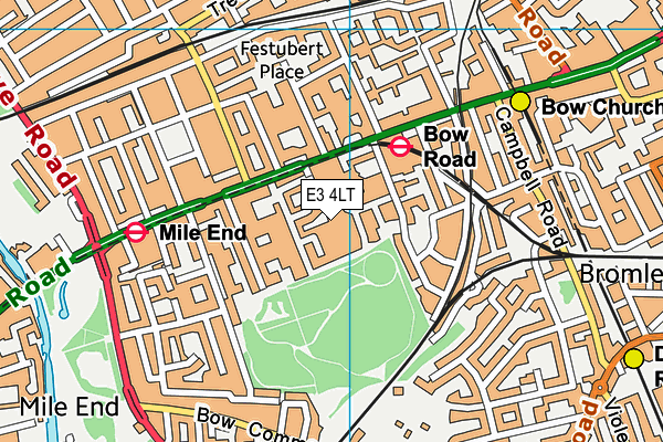 E3 4LT map - OS VectorMap District (Ordnance Survey)