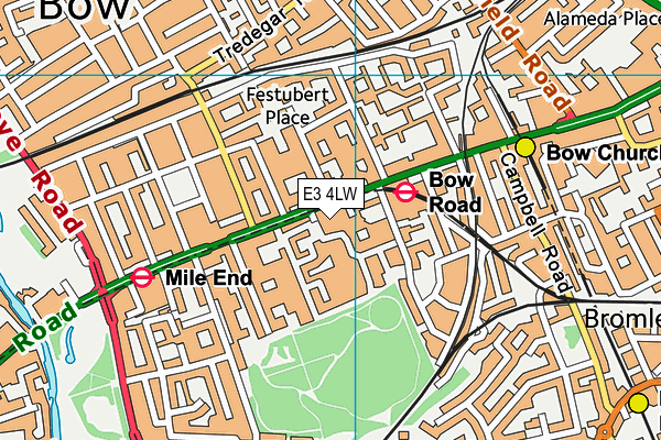 E3 4LW map - OS VectorMap District (Ordnance Survey)