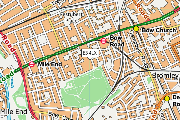 E3 4LX map - OS VectorMap District (Ordnance Survey)