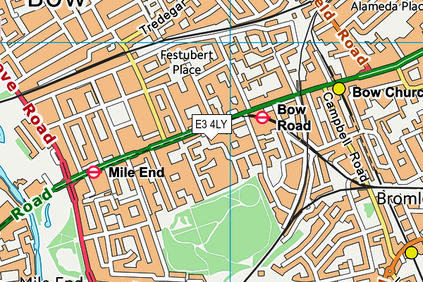 E3 4LY map - OS VectorMap District (Ordnance Survey)