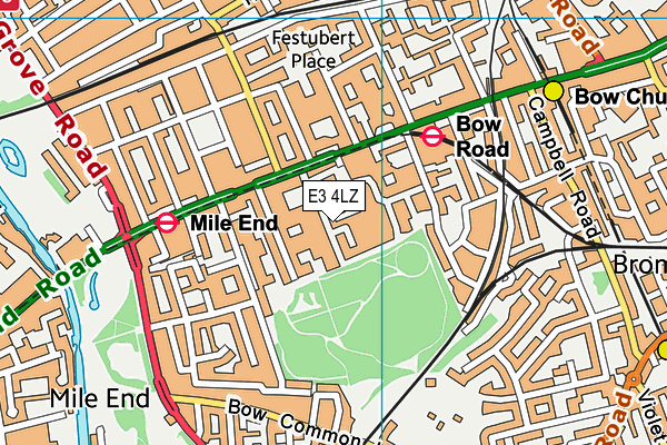 E3 4LZ map - OS VectorMap District (Ordnance Survey)