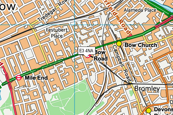 E3 4NA map - OS VectorMap District (Ordnance Survey)