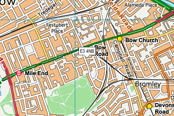 E3 4NB map - OS VectorMap District (Ordnance Survey)
