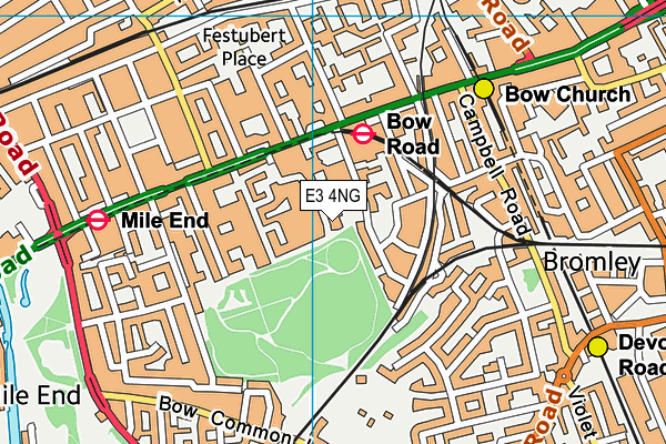 E3 4NG map - OS VectorMap District (Ordnance Survey)