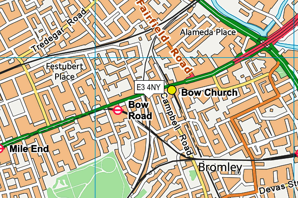 E3 4NY map - OS VectorMap District (Ordnance Survey)