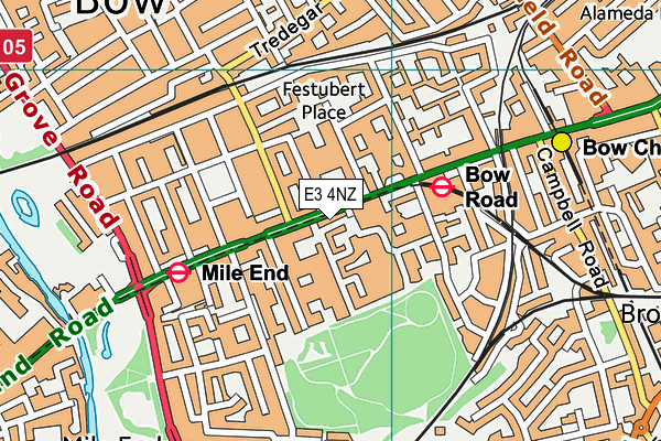 E3 4NZ map - OS VectorMap District (Ordnance Survey)