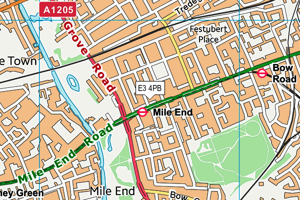 E3 4PB map - OS VectorMap District (Ordnance Survey)