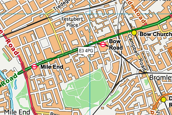 E3 4PG map - OS VectorMap District (Ordnance Survey)