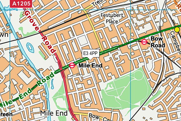 E3 4PP map - OS VectorMap District (Ordnance Survey)