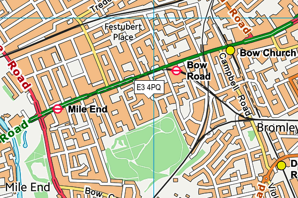 E3 4PQ map - OS VectorMap District (Ordnance Survey)