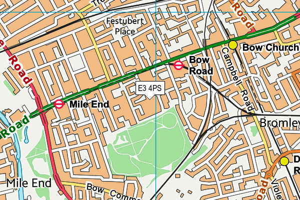 E3 4PS map - OS VectorMap District (Ordnance Survey)