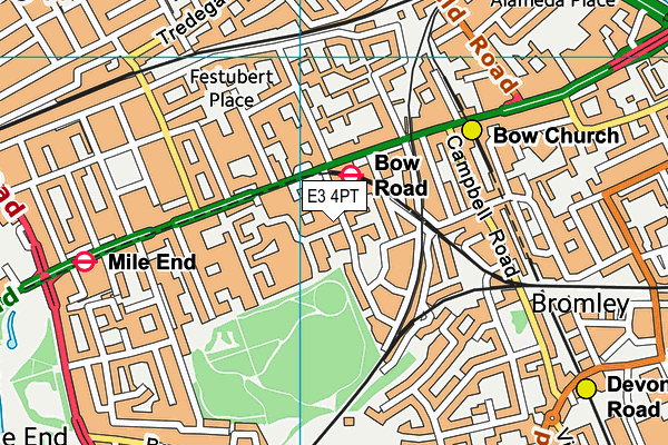 E3 4PT map - OS VectorMap District (Ordnance Survey)