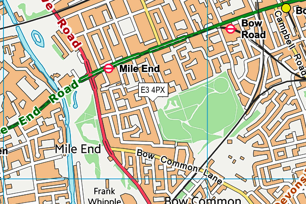 E3 4PX map - OS VectorMap District (Ordnance Survey)