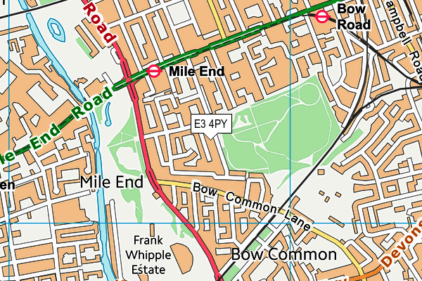 E3 4PY map - OS VectorMap District (Ordnance Survey)