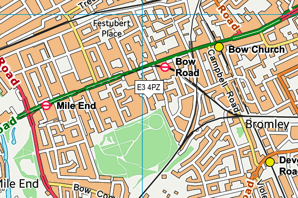 E3 4PZ map - OS VectorMap District (Ordnance Survey)