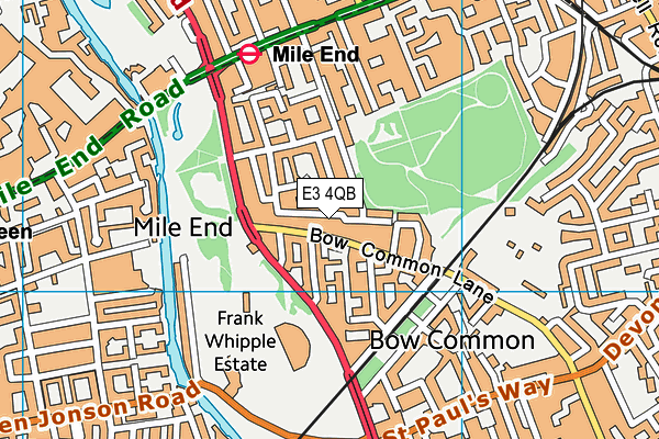 E3 4QB map - OS VectorMap District (Ordnance Survey)