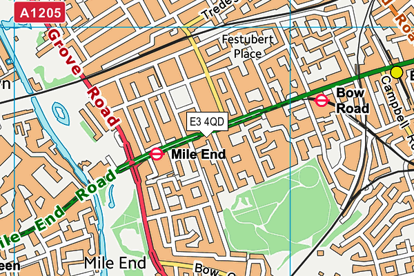 E3 4QD map - OS VectorMap District (Ordnance Survey)