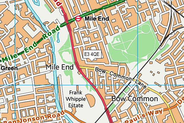 E3 4QE map - OS VectorMap District (Ordnance Survey)