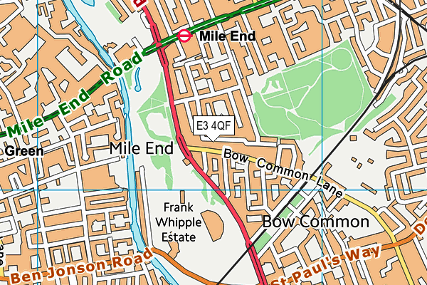 E3 4QF map - OS VectorMap District (Ordnance Survey)