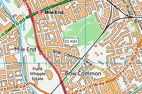 E3 4QH map - OS VectorMap District (Ordnance Survey)