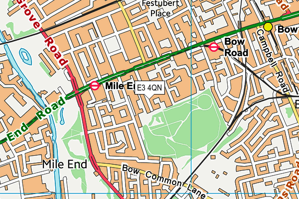 E3 4QN map - OS VectorMap District (Ordnance Survey)