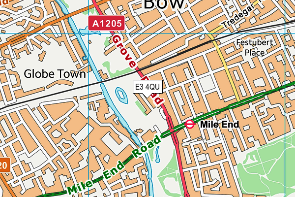 E3 4QU map - OS VectorMap District (Ordnance Survey)