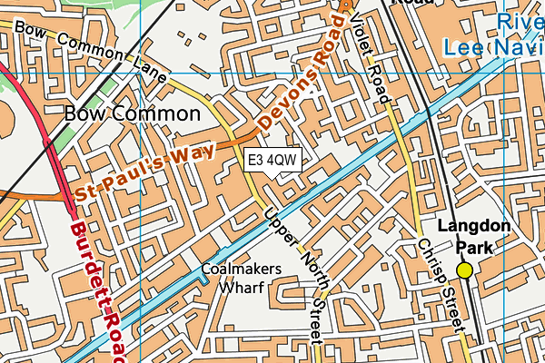 E3 4QW map - OS VectorMap District (Ordnance Survey)