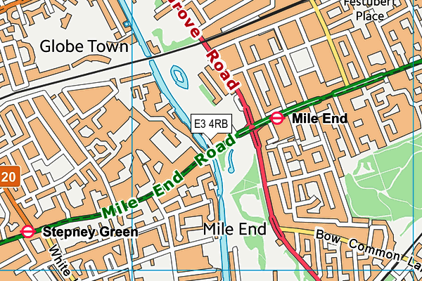 E3 4RB map - OS VectorMap District (Ordnance Survey)