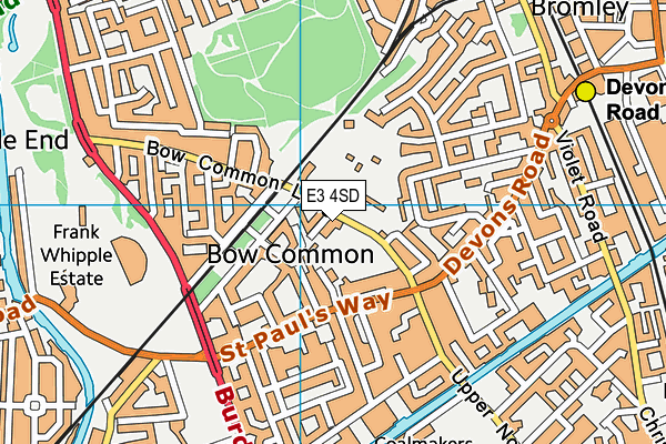 E3 4SD map - OS VectorMap District (Ordnance Survey)