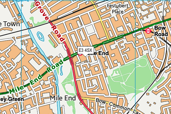 E3 4SX map - OS VectorMap District (Ordnance Survey)